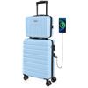Image 1 : Carry on Luggage AnyZip 20" Suitcase 14" Mini Cosmetic Cases Luggage Sets Hardside PC ABS Lightweigh