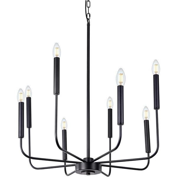 Wellmet Black Farmhouse Chandeliers 8-Light Classic Candle Ceiling Hanging Light Fixture Rustic Pend