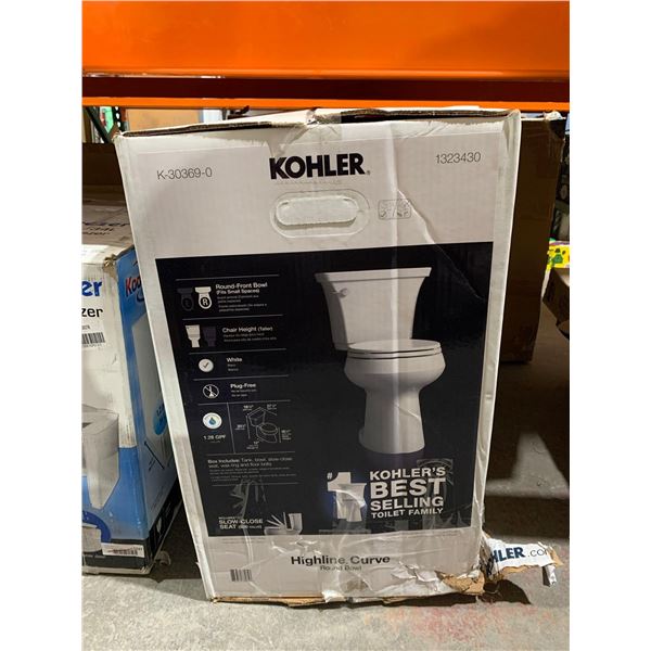 Kohler Highline Curve The Complete Solution® two-piece round-front toilet, 1.28 gpf K-30369-0
