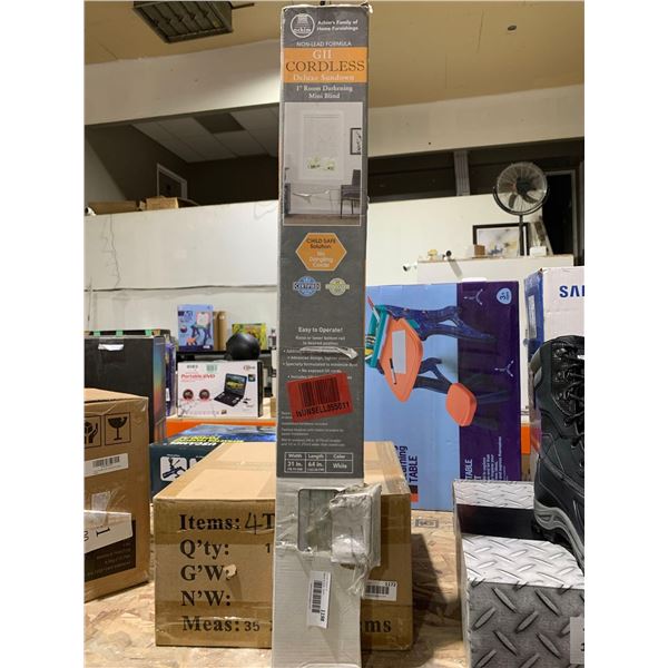 Achim GII Cordless Deluxe Sundown 1" Room Darkening Mini Blinds 31"W x 64"L White