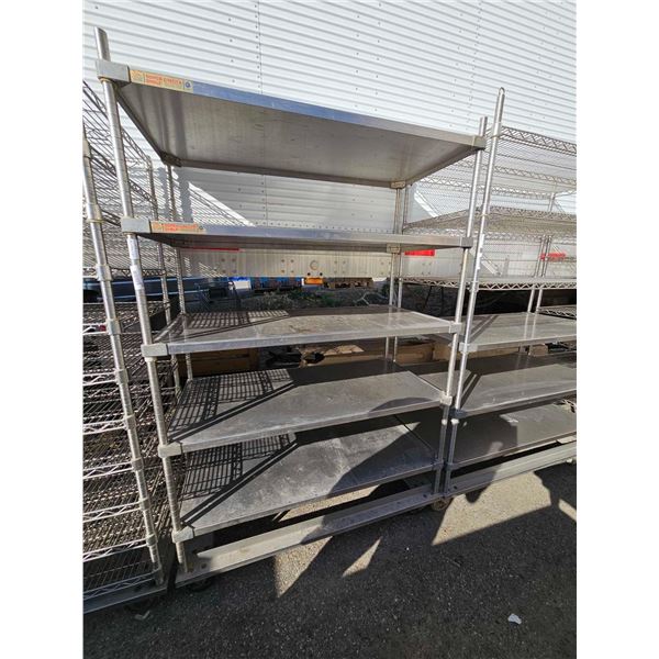 Commercial Stainless Steel Rolling 5 shelf Rack 48Wx24Dx72T