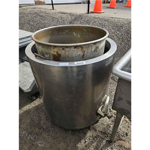 Commercial Stainless Steel 50 Gal Rolling Double Wall Stock Pot with spigot