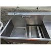 Image 2 : Commercial Stainless Steel Double Well Sink with Run Off Drain 84 x 27 inches
