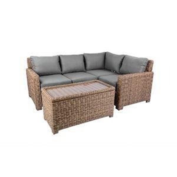 Laguna Point 5pc Sectional And Coffee Table Set With Dull Grey Cushion-Chairs