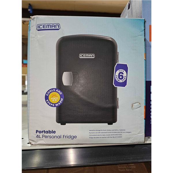 Iceman Mini Fridge, 4 Liter/6 Can, Portable, Provides Compact Storage For Skincare, Snacks, Beverage