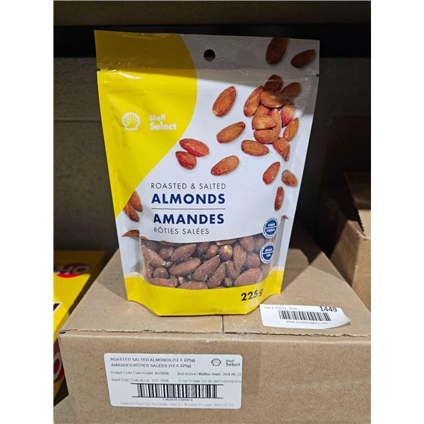 Roasted and salted whole almonds case 12 x 225g