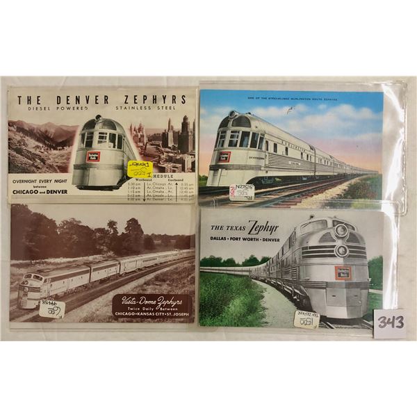 Transportation - Zephyr CB & O Train Railroad Postcards 11
