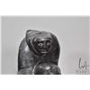 Image 2 : Inuit soapstone carving of a hunter with seals, signed by artist Toofar (?) 7" in height