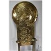 Image 2 : Antique hand made repousse decorative brass, peacock motif, double candle wall sconce, attributed to