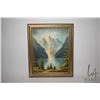 Image 2 : Gilt framed oil on canvas painting of a mountain lake scene, signed by artist Gast, 20" X 16". Note: