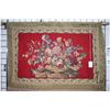 Image 2 : Two tapestries including The Royal Palace of Caserta by Alberto Passini, 16" X 26" and fringed flora