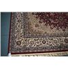 Image 2 : Modern fringed area carpet with red background, center medallion and overall floral design, highligh