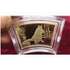 Image 2 : Chinese 24kt Gold Plated Fan Shaped Dog Medallion 