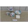 Image 1 : 6pce Tea Set: Cream, Sugar, Tea Pot, Dainty Tray, Wedgewood Embossed