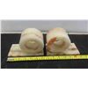 Image 2 : White Onyx Matching Book Ends , Hand Crafted Unique Mid Century Art Glass 