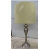Image 2 : Working Metal Silver Living Room/Bedroom Lamp with Ivory Lamp Shade