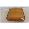 Image 2 : Antique Oak 2 Door Index Cabinet 5'' x 13'' x 12'' 