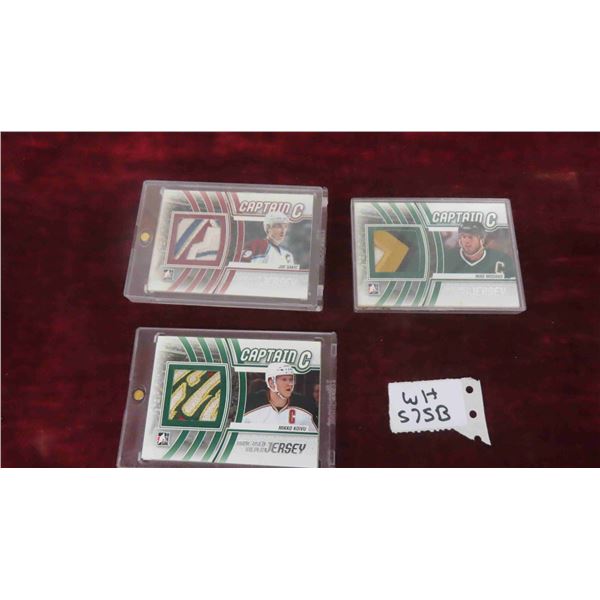 3 Game Used Silver Jersey Cards Including Sakic, Modano, Koivu