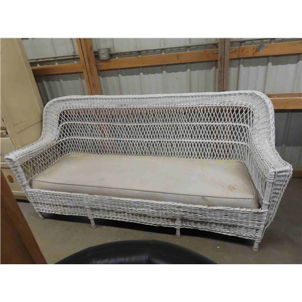 Vintage Wicker Settee 82'' Wide 