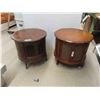 Image 1 : 2 MCM End Tables Drum-Style 22'' H x 24'' Across