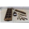 Image 1 : Vintage Hamilton Drawer, Wood Pulley, Spoke Shiv, Wood Handled