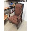 Image 2 : Vintage Arm Chair - Very Detailed Carved Wood, Brass Tacks on