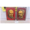 Image 1 : 2 Vintage Ukrainian Wooden Art Portraits 11'' x 16'' 
