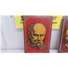 Image 2 : 2 Vintage Ukrainian Wooden Art Portraits 11'' x 16'' 