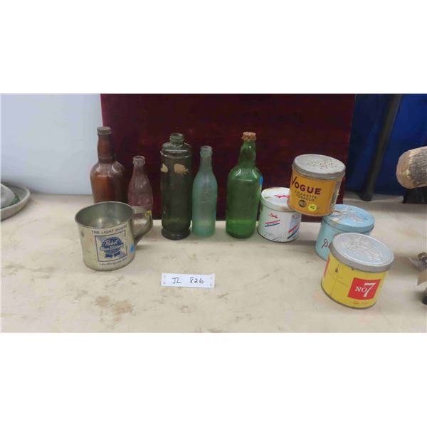 Vintage Bottles: Empire Brewing, Coca Cola & 4 Tobacco Tins 