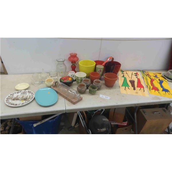 Oil Lamp, Vases, Vintage Rolling Pin, Crystal Creamer, Sugar, Planters & More 