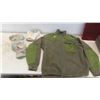 Image 8 : Military Camo Shirts, Pants. 2 Pairs of Boots Size 11, Rain Coat, Canteen