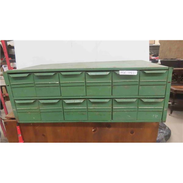 Metal Index Cabinet 34'' x 18'' x 12 1/2'' H with 12 Drawers 