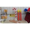 Image 1 : 3 Blow Molds : 2 Candles 36'' Tall , Candy Cane 39'' H No Light, 2 Unlit Candy