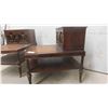 Image 2 : 2 Wood Stepback End Tables with Shelf & Decorative Doors 21'' x 29'' x 28'' H 