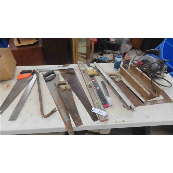 Carpentry Tools : Hand Saws , Mitre Box with Saw , Level, Circular Saw, Square
