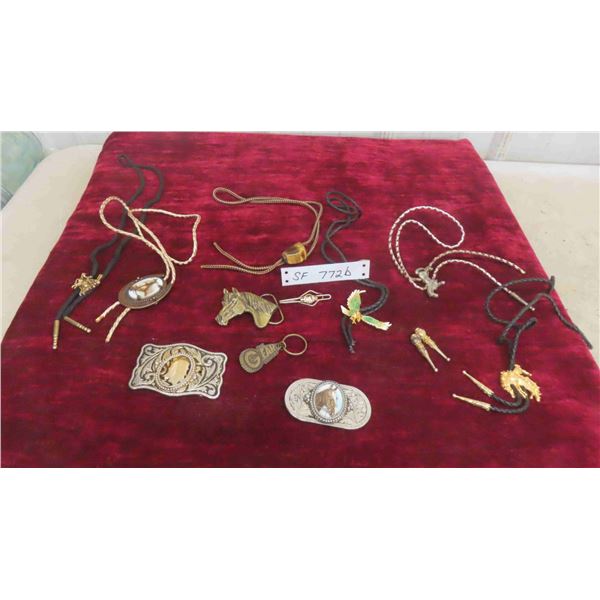 Bolo Ties, Belt Buckles, Tie Clip, Tie Ends 