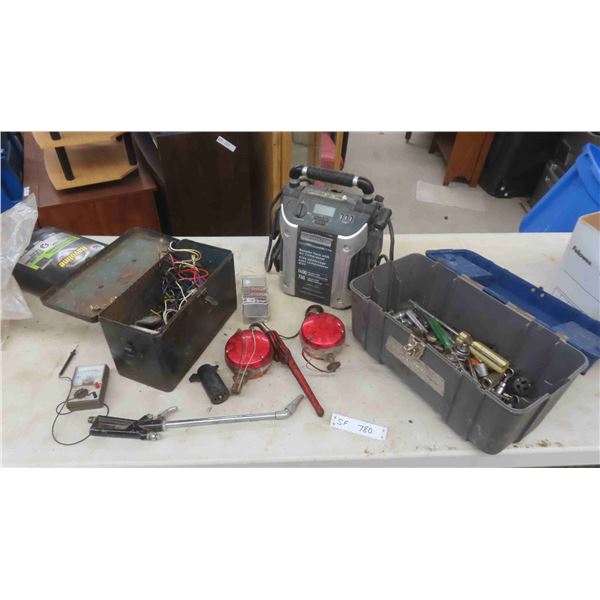 Booster Pack with Air Compressor, 3/8'' Drive Ratchets, Sockets, Nut Drivers, 