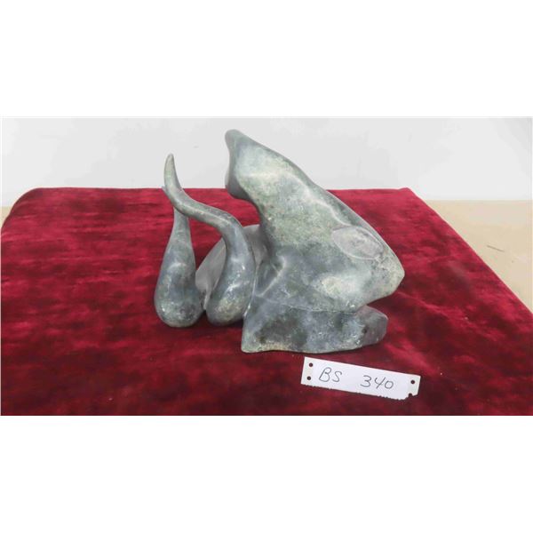 Soapstone Carving Signed Approx. 10'' x 7'' x 6 1/2'' 
