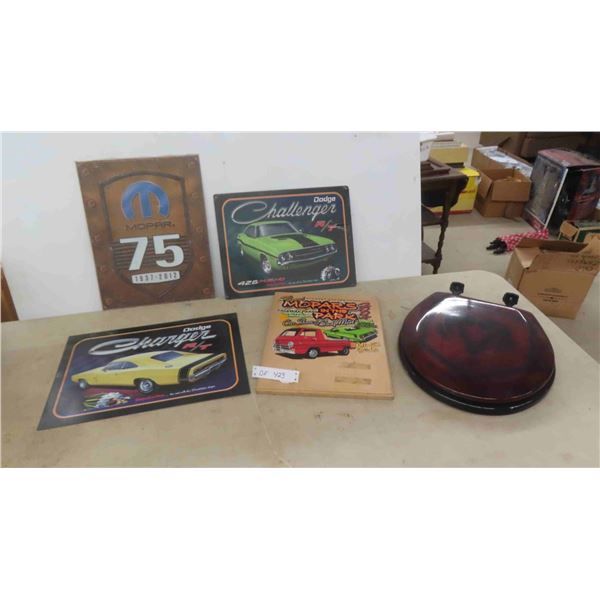 3 Modern Metal Signs : Mopar, Challenger Charger 16'' x 12'' , Wood 
