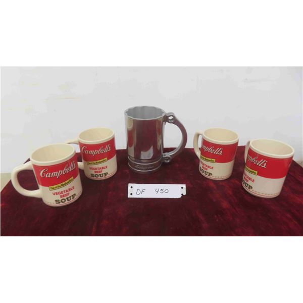 Snap On Cast Aluminum Mug , 4 Campbells Soup Coffee Mugs 