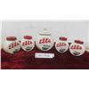 Image 1 : 5pcs Milk Glass : Salt, Pepper, Flour, Sugar (Knob on Large Piece Has 