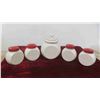 Image 2 : 5pcs Milk Glass : Salt, Pepper, Flour, Sugar (Knob on Large Piece Has 