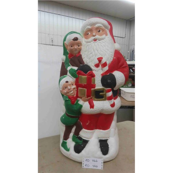 Vintage Blow Mold Santa with Elves 31'' T 