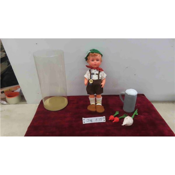 Vintage Goebel M.J. Hummel Doll, Germany 11'' Vinyl Rubber Hansel 