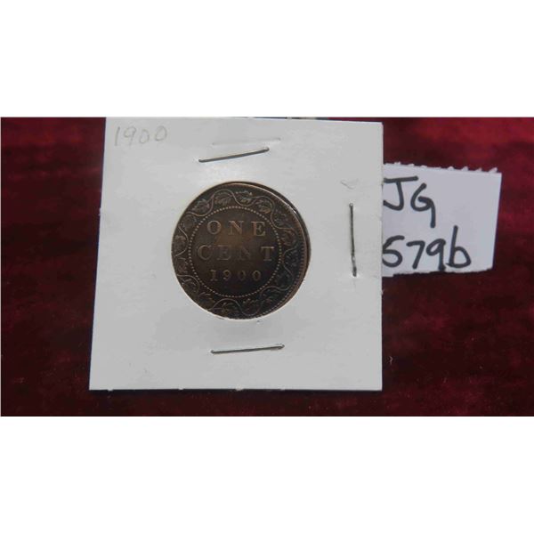 1900 Canadian 1 Cent Coin with Queen Victoria 