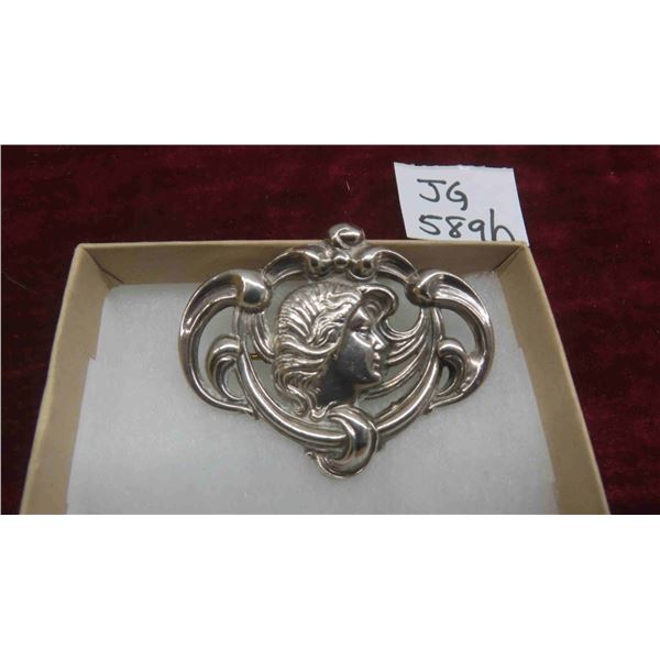 Gorgeous Art Nouveau , Sterling Front, Pin Brooch 