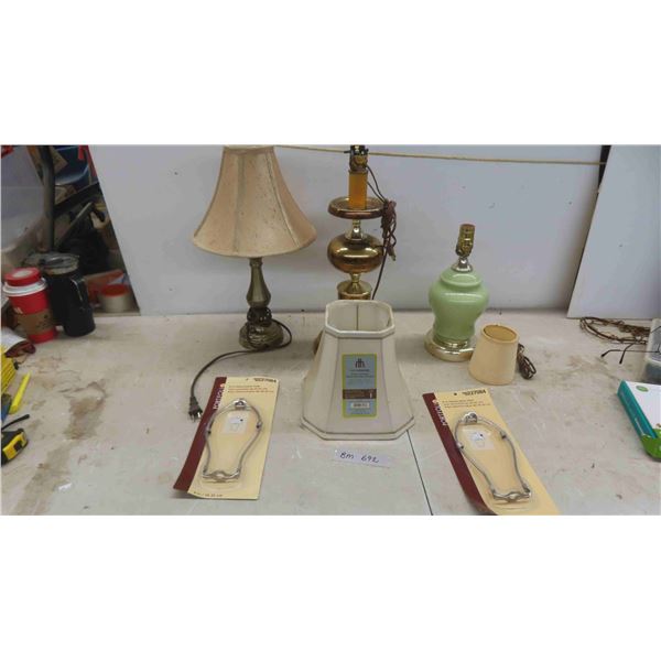 3 Table Lamps with Shades , New Detachable Harp 