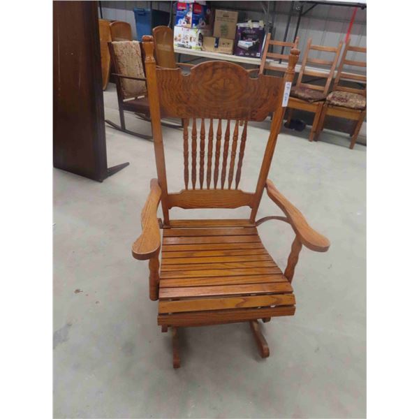 Oak Gliding Rocker with 1877-1977 Pierre Saint Jolys Centenaire 
