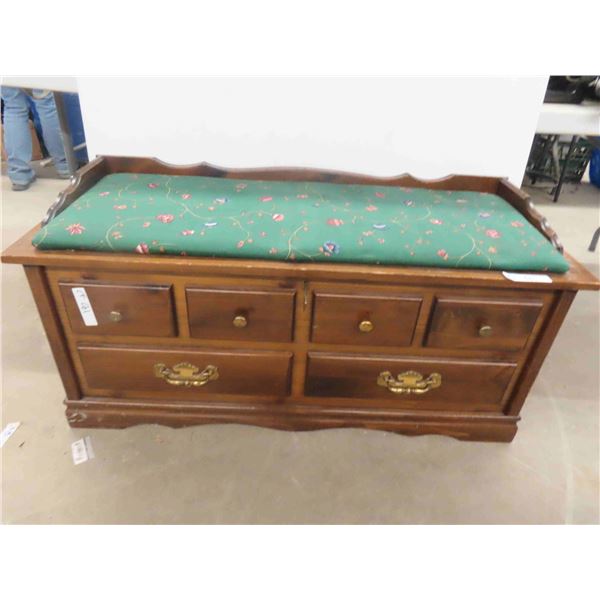 Pine Bench with Hinged Top and Cedar Lined Storage 22'' x 17'' x 44'' 