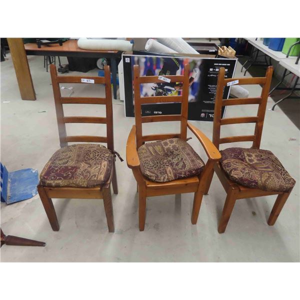 3 Wood Kitchen Chairs 